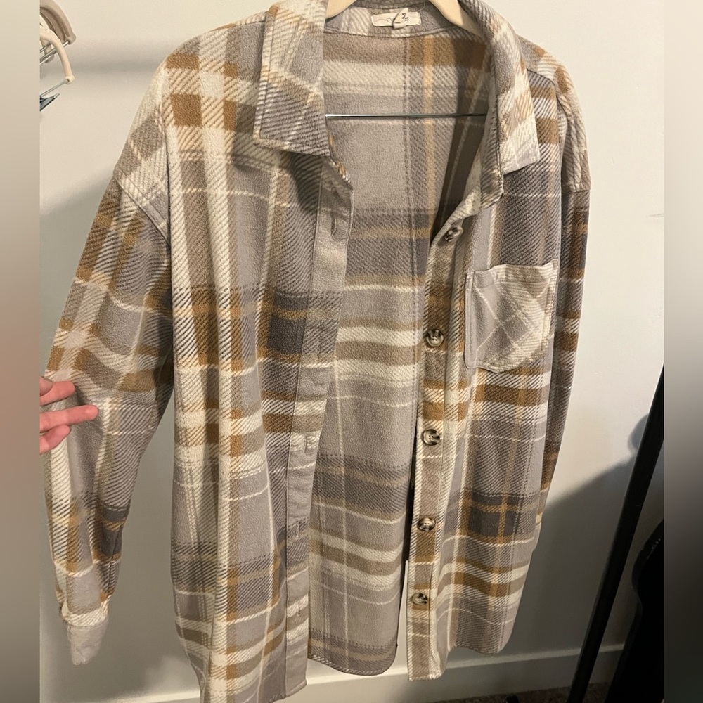 Brown plaid flannel jacket